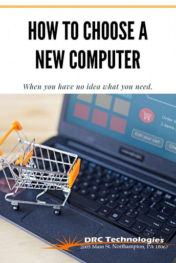 Shopping cart and computer with DRC Technologies logo