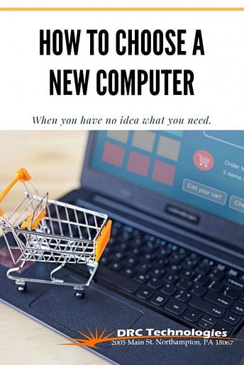Shopping cart and computer with DRC Technologies logo