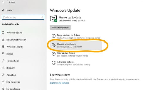 Changing active hours for Windows updates DRC Technologies
